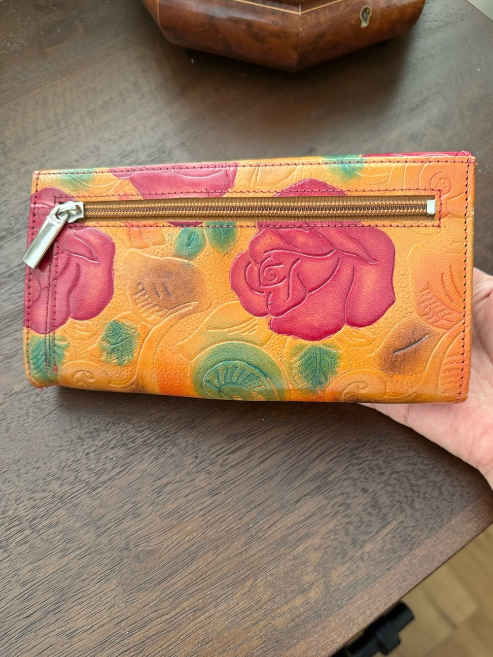 Genuine leather embossed multicolored large wallet by Cozy - Picture 5 of 11